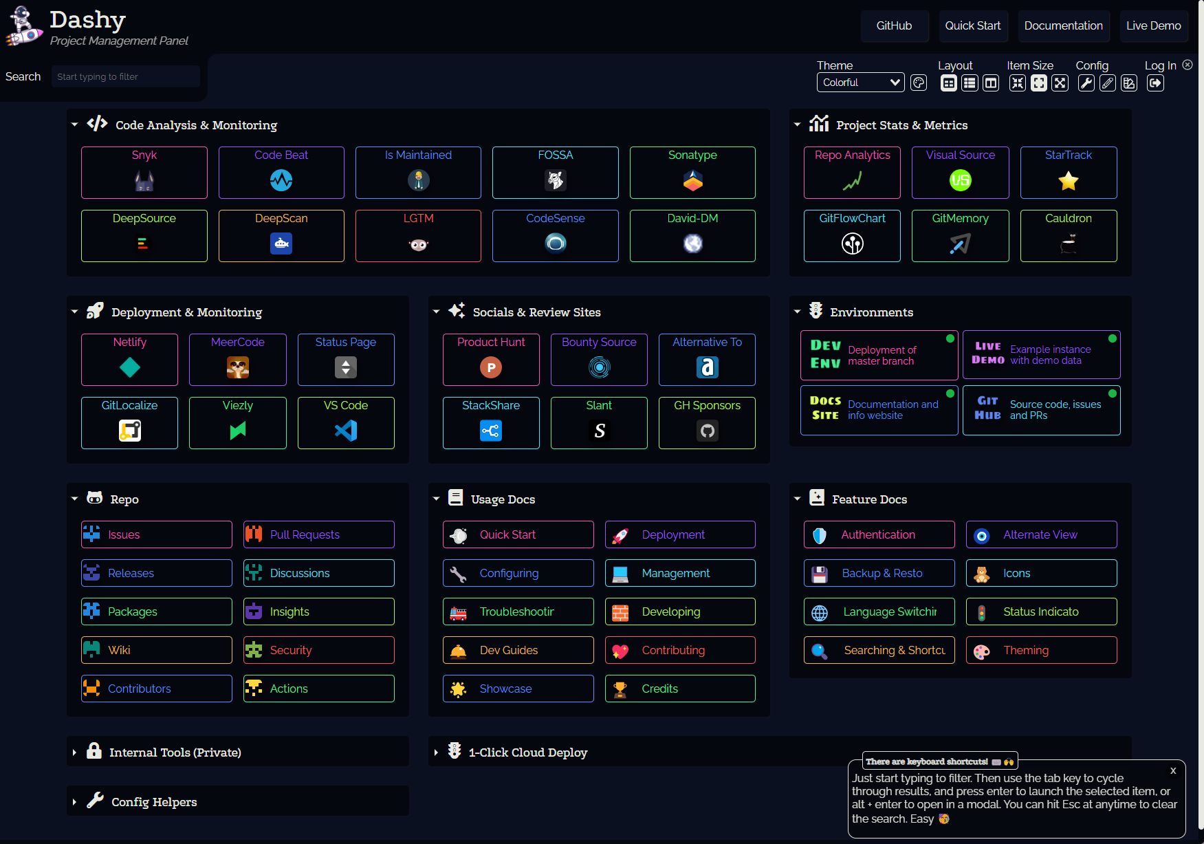 Home lab dashboard with Dashy virtual graveyard