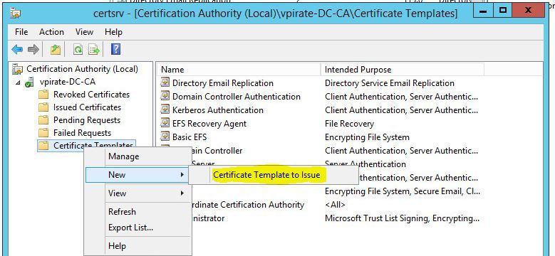 Default certificate