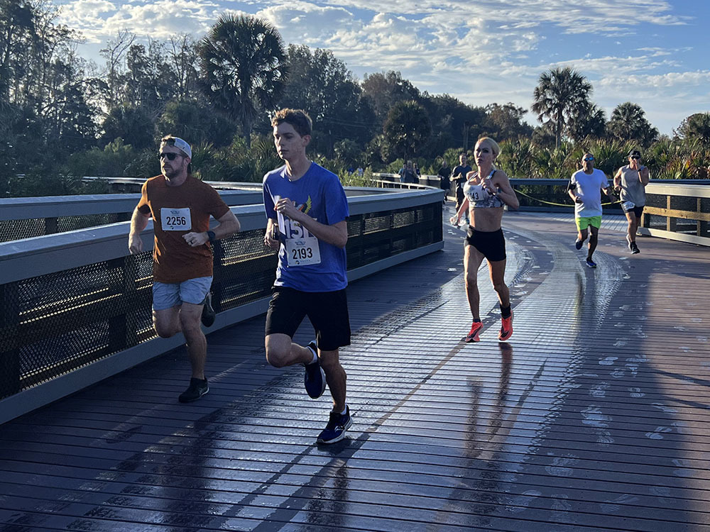 Photo of pack approaching the manatee viewing center.